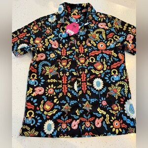New Meow Wolf Omega Mart Men's Graphic Print Button-Up Cool Rare